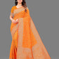 Vedant Vastram Soft Litchi Silk Banarasi Silk Saree - Orange | Swadesiicart