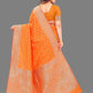 Vedant Vastram Soft Litchi Silk Banarasi Silk Saree - Orange | Swadesiicart