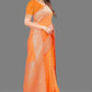 Vedant Vastram Soft Litchi Silk Banarasi Silk Saree - Orange | Swadesiicart