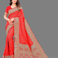 Vedant Vastram Soft Litchi Silk Banarasi Silk Saree - Red | Swadesiicart