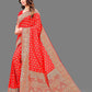 Vedant Vastram Soft Litchi Silk Banarasi Silk Saree - Red | Swadesiicart