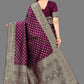 Vedant Vastram Soft Litchi Silk Banarasi Silk Saree - Wine | Swadesiicart