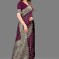 Vedant Vastram Soft Litchi Silk Banarasi Silk Saree - Wine | Swadesiicart