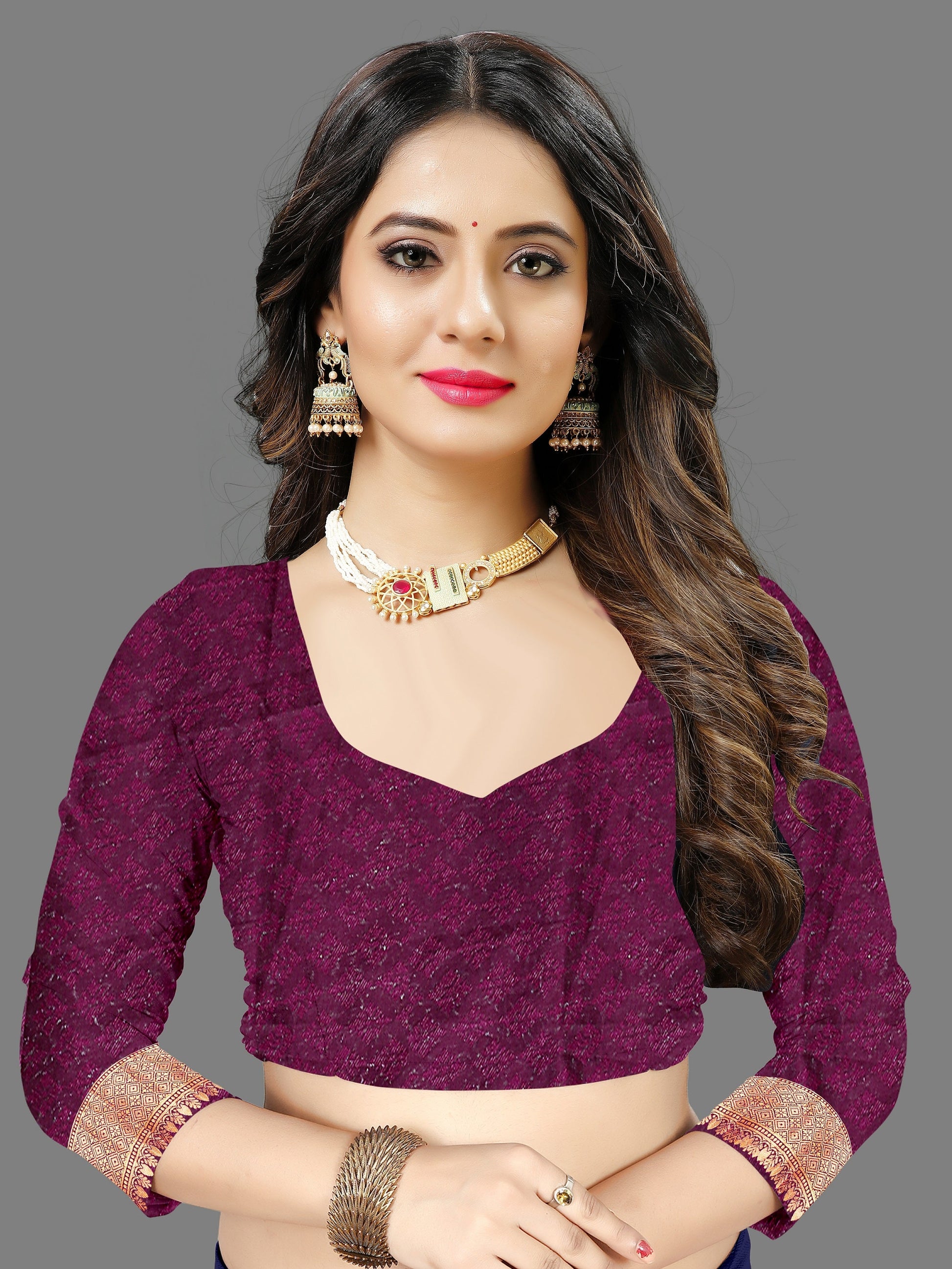 Vedant Vastram Soft Litchi Silk Banarasi Silk Saree - Wine | Swadesiicart