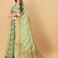 Vedant Vastram Soft Cotton Silk Banarasi Silk Saree - Pista | Swadesiicart