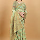 Vedant Vastram Soft Cotton Silk Banarasi Silk Saree - Pista | Swadesiicart