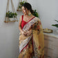 Vamsee Mustard Organza Saree - Swadesiicart
