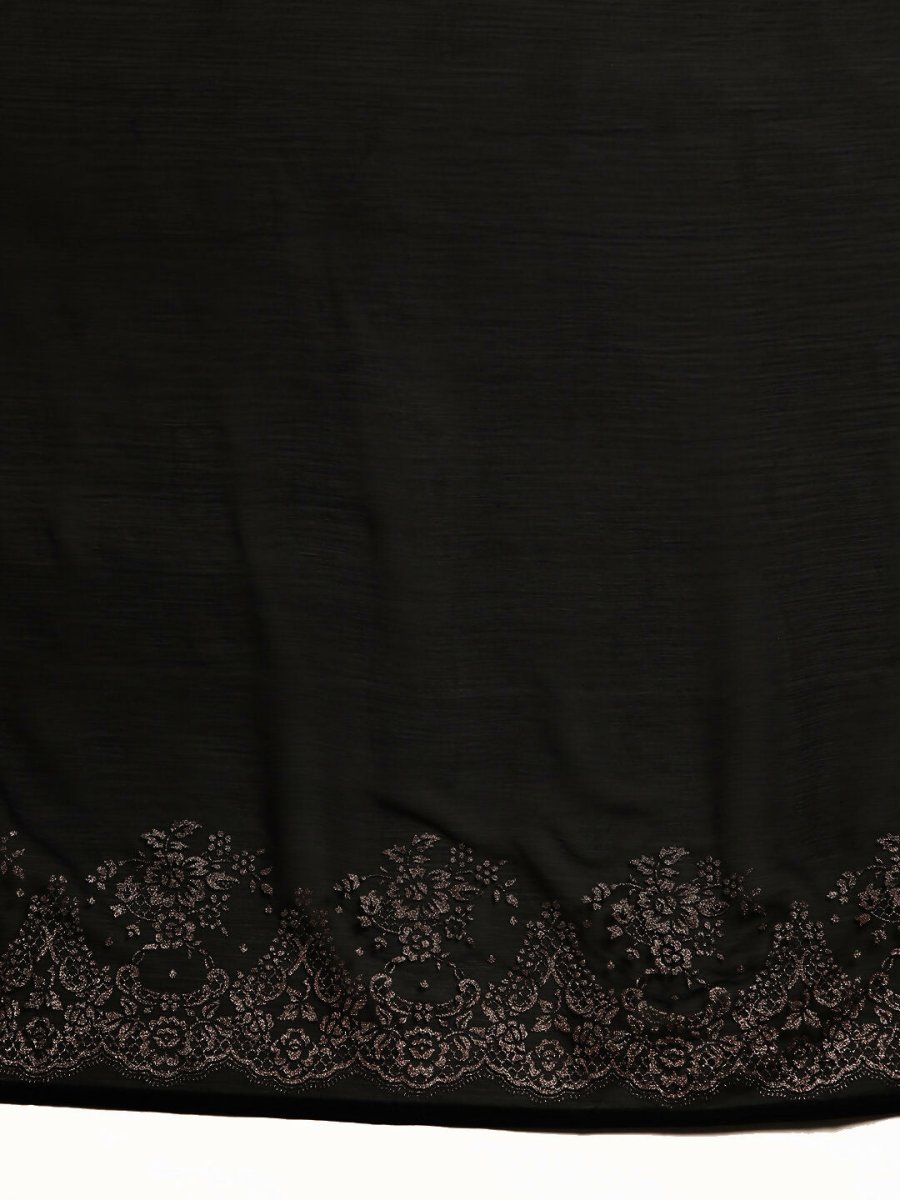 Ahalyaa Women's Traditional Semi Stitch Saree - Black | Swadesiicart