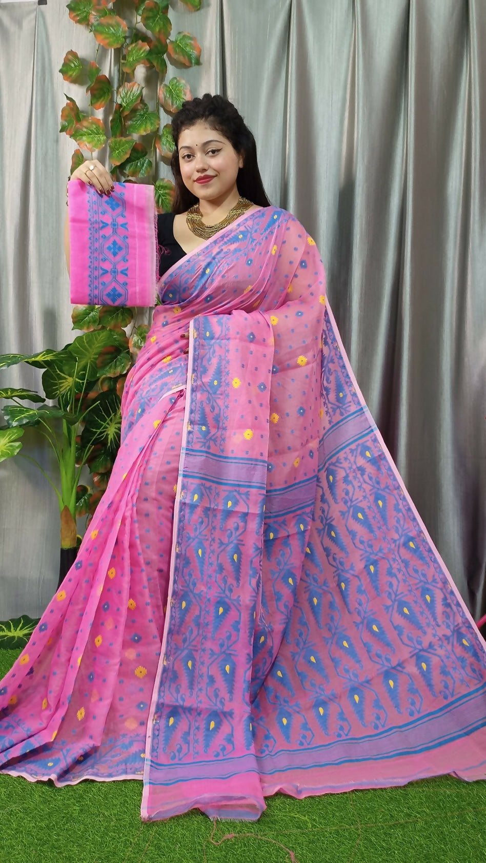 Exclusive Collection Pink Beautiful Jamdani Collection Saree - Swadesiicart