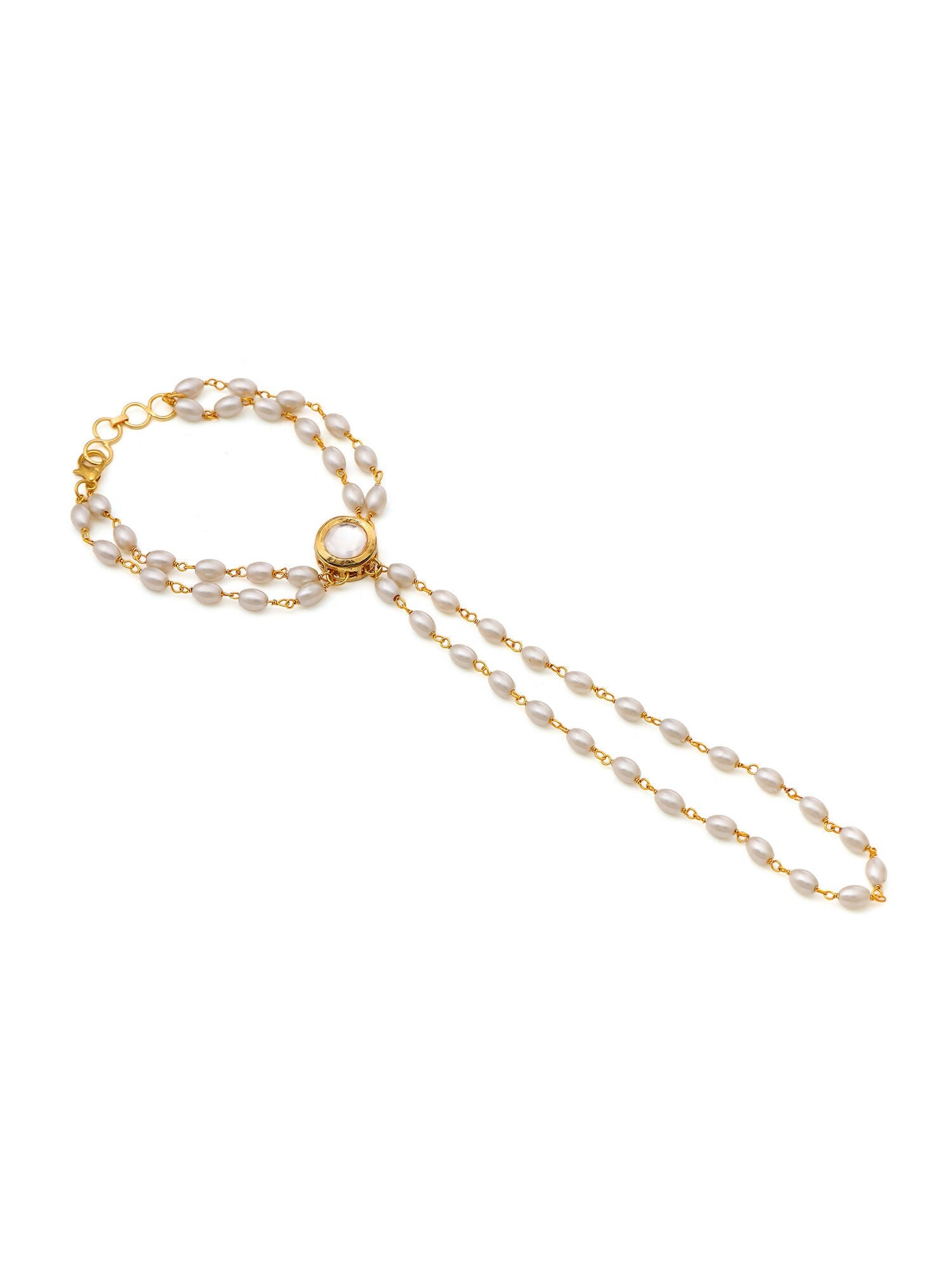Ruby Raang Gold Kundan & Pearl Haath Phool | Swadesiicart
