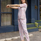 Pink Rayon Paisley Printed Top with Matching Bottom - Eesha - Swadesiicart