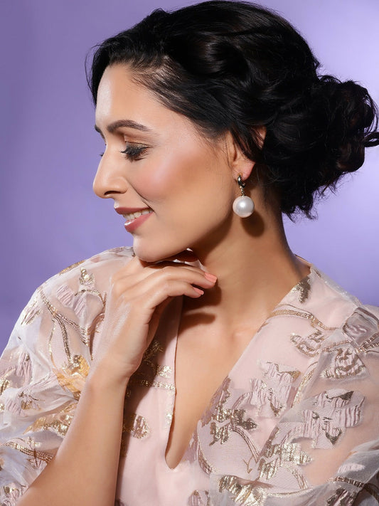 Pearl Drop Earrings- Ruby Raang | Swadesiicart
