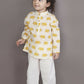 Breathables Kids Cotton Night Suit – Yellow Elephant Print Kurta & Pyjama Co-Ord Set For Boys & Girls