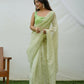 Vamsee Vijaysitara Pista Organza Saree - Swadesiicart