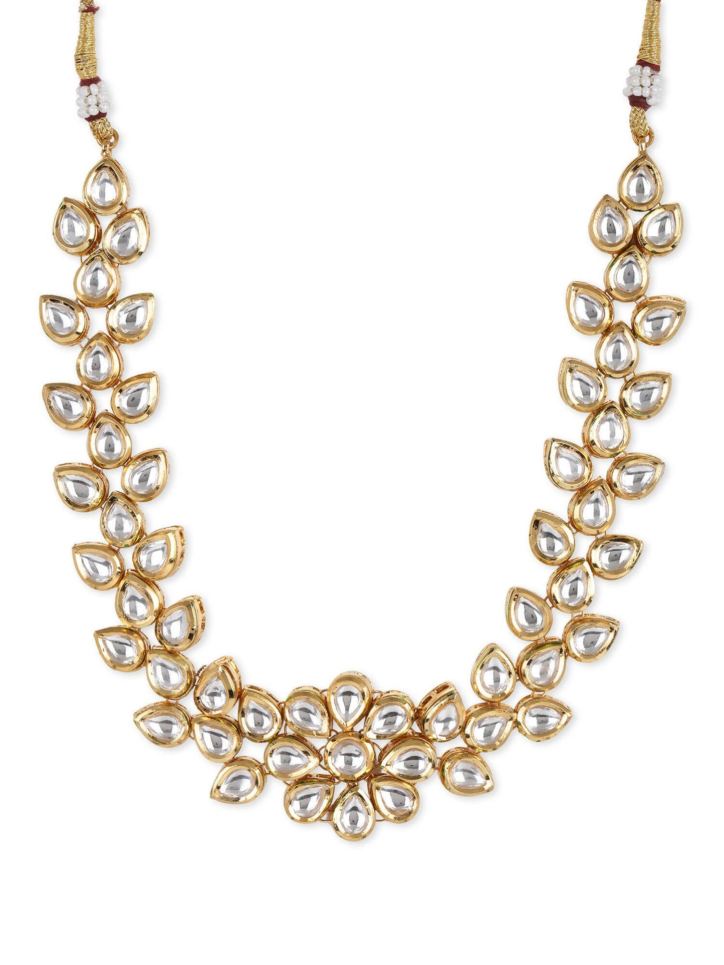 White Brass Gold-Polished Necklace - Ruby Raang | Swadesiicart