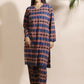 Breathables Women'S Blue Cotton Abstract Print Loungewear Co-Ord Set – Long Kurta & Pants
