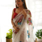 Vamsee White Organza Saree - Swadesiicart