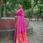Vishnu Weaves Women's Wine Soft Silk Zari Woven Saree with Blouse - Swadesiicart