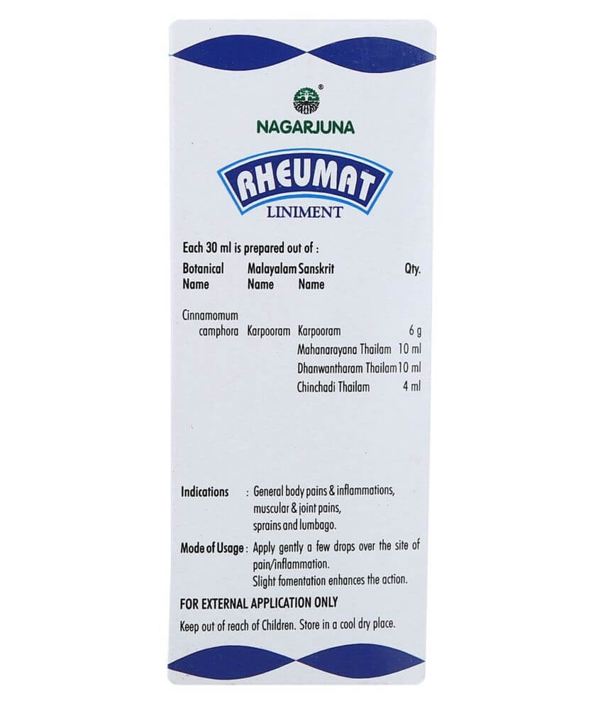 Nagarjuna Ayurveda Rheumat Liniment Ingredients