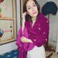 trueBrowns Wine Velvet Embroidered Shawl | Swadesiicart