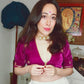 trueBrowns Wine Velvet Embroidered Blouse | Swadesiicart