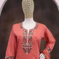 Anaita Peach Simar with Embroidery Multi & Zarkhan Work Readymade Palazzo suit