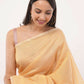 Exclusive Collection Beautiful Khadi Cotton Cream Light Orange Light Yellow Handloom Saree - Swadesiicart