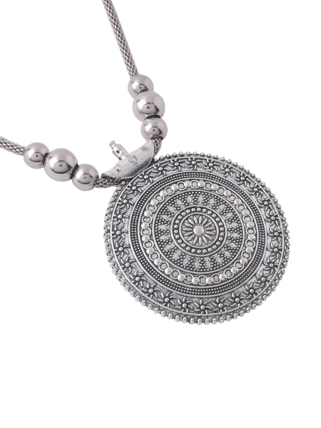 NVR Women's Elegant Silver Oxidised Brass Necklace | Swadesiicart
