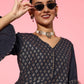 Yufta Navy Blue Printed Kurta & Sharara - Swadesiicart
