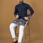 Anaita Navy Embroidery Silk Straight Kurta