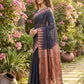 Anaita Navy Linen Woven Work Saree With Blouse