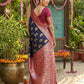 Anaita Navy Silk Blend Woven Saree With Blouse