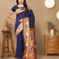 Lorenvalley Fashion Navyblue Soft Paithani Silk Woven Design Rich Zari Meenakari Weaving Saree - Swadesiicart