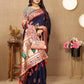Lorenvalley Fashion Navyblue Soft Paithani Silk Woven Design Rich Meenakari Zari Weaving Pallu Saree - Swadesiicart