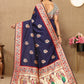 Lorenvalley Fashion Navyblue Soft Paithani Silk Woven Design Rich Meenakari Zari Weaving Pallu Saree - Swadesiicart