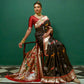 Vishnu Weaves Women's Black Paithani Silk Zari Woven Saree with Unstitched Blouse - Swadesiicart