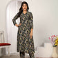 Jyoti Fashion Women's Black Chanderi Silk Floral Print with Side Pocket Kurtis & Sets | Swadesiicart