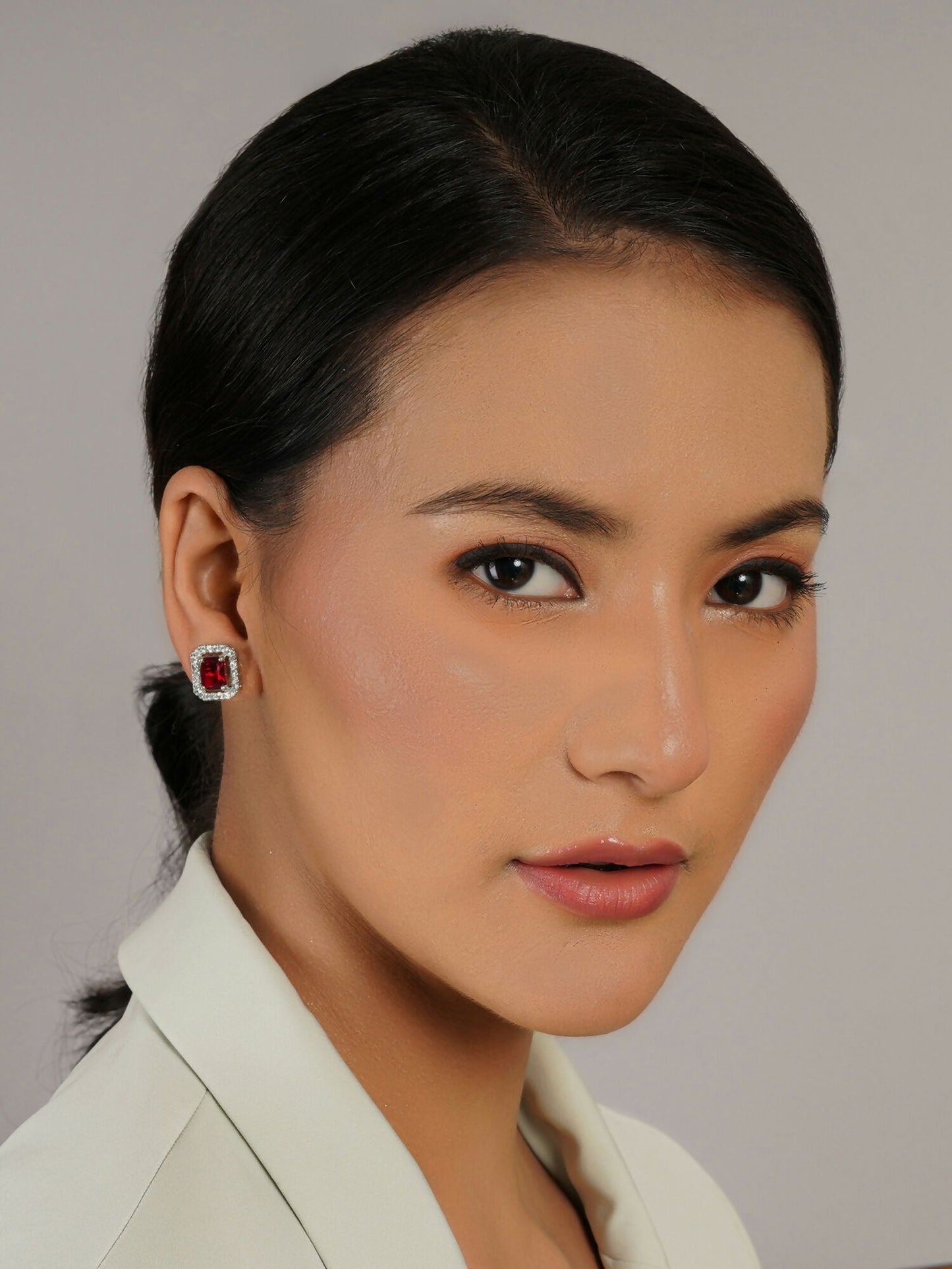 stone stud (Red) - Ruby Raang - Swadesiicart