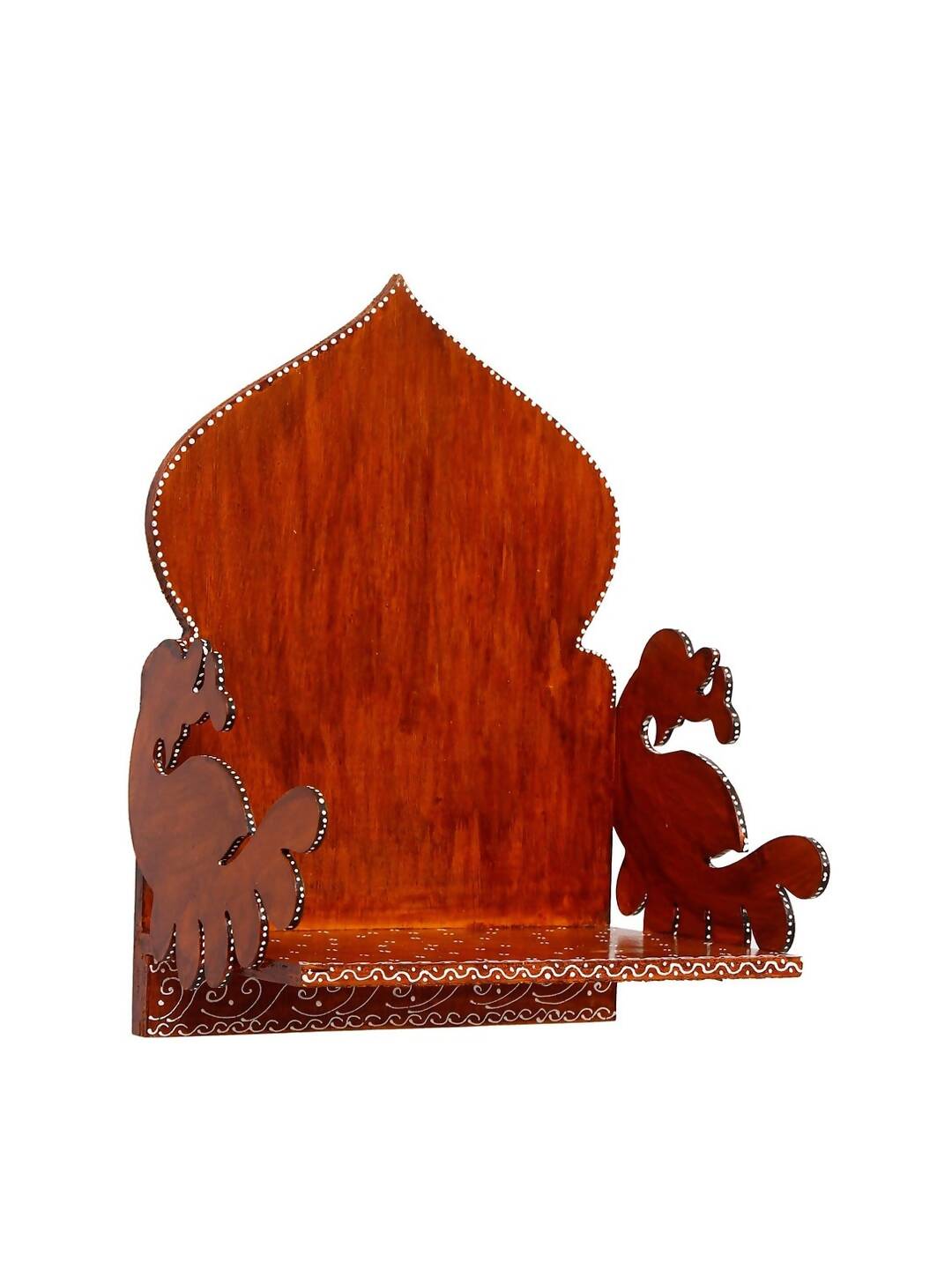 eCraftIndia Brown Textured Wooden Pooja Shelf | Swadesiicart