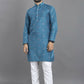 Anaita Blue Weaving Linen Cotton Straight Kurta