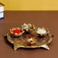 eCraftIndia Gold-Toned Swastik Pooja Thali Bowl & Diya Showpiece | Swadesiicart