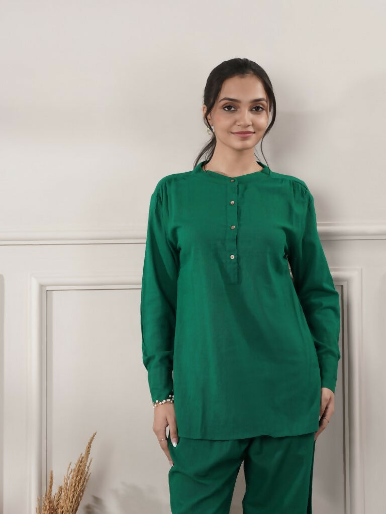 Joban Fashion Women's Emerald Green Co-Ord Set - Swadesiicart