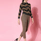 Women Black Acrylic Stripe & Solid Winter Co-Ord Set - Wool Trees - Swadesiicart