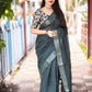 Green Linen Sequence Saree with Unstitched Blouse - Hiral Fashion | Swadesiicart