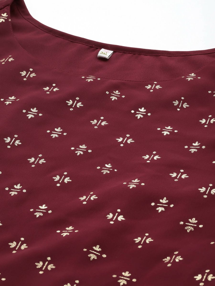 Ahalyaa Women's Traditional Wear Co-ords - Maroon - Swadesiicart