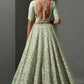 Jyoti Fashion Women's Sea Green Mulberry Silk Sequins, Dori & Thread Embroidered with Net Ruffle Work Designer Lehenga Choli Set | Swadesiicart