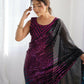 Black Georgette Designer Sequence Embroidery Work Saree - Radhe