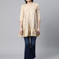 Ahalyaa Beige Cotton Gold Printed Tunic | Swadesiicart