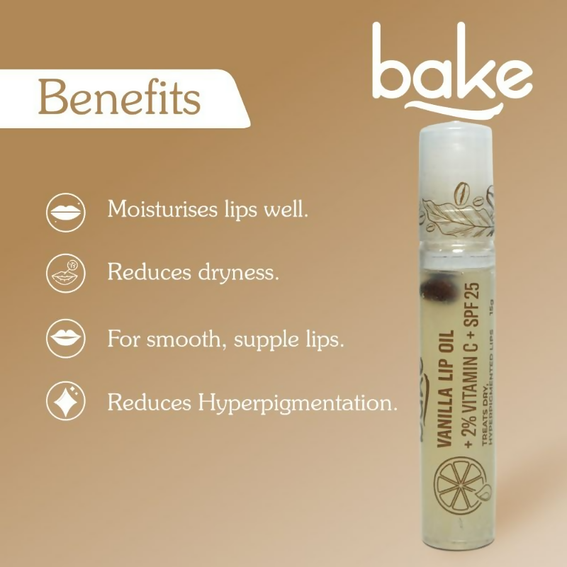 Bake 2% Vitamin C Vanilla Lip Oil Spf 25 Pa+++ | Swadesiicart
