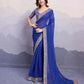 Blue Georgette Bandhani Printed,Embroidery Work Saree - Surkhi